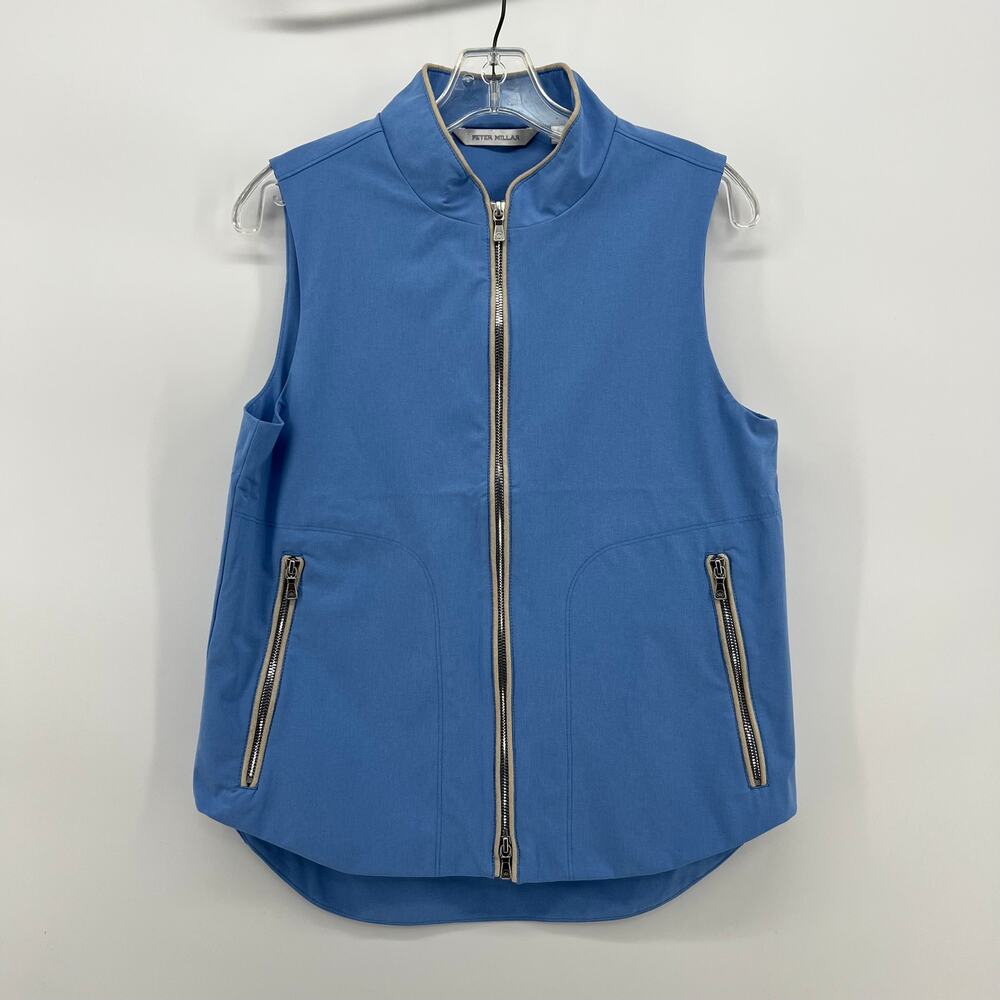 Women's S Peter Millar Surge Performance Golf Vest Blue Water & Wind Resistant